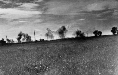 Date: 1941 By: Kennedy, P, active 1941
Ref: DA-08231
Shows some bombing on the road from Larissa to Volos. Photograph taken by P Kennedy 1941.