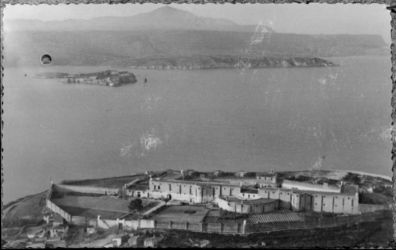 Date: Dec 1940
Ref: DA-04464-F
Elevated view of the entrance to Suda Bay in Crete, showing the fort in the foreground. Taken in December 1940 by a British official photographer.
Other - Note on DA file print: The fort in the foreground was occupied by RNT and said to be lousy.
