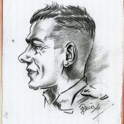 Sketch of Frank May by Jimmy O Hall. This sketch was done while on manoeuvres "Up The Desert".
Frank May Collection Sketch by Jimmy O Hall