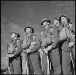 Date: 10 Feb 1942
Ref: DA-02372B-F
Troops during bayonet training at NZ Infantry Training Depot at Maadi Camp in Egypt, World War II. Taken on 10 February 1942 by a British official photographer. Bayonet Training